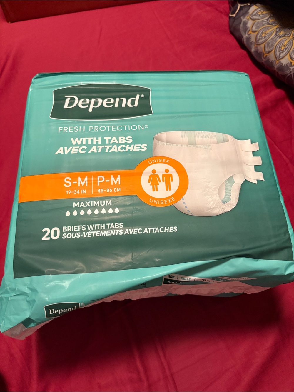 Depend Fresh Protection Briefs with Tabs Size S/M Unisex